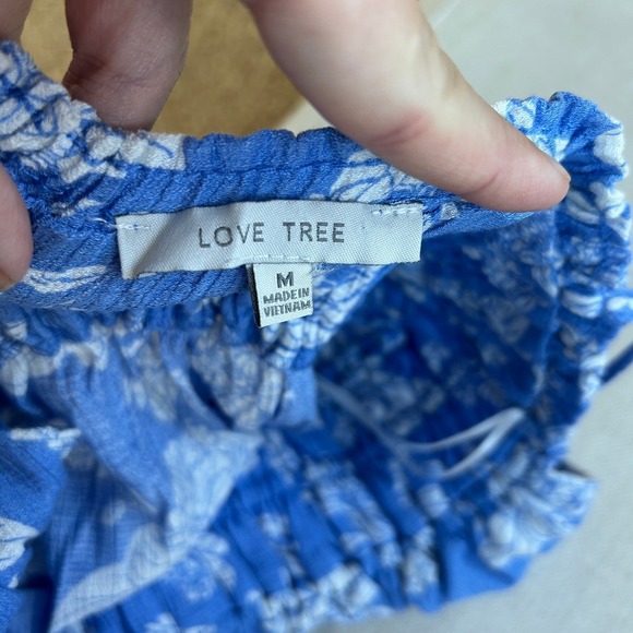 Love Tree Tunic Tank Women Size M Y2K Style, Blue Floral Boho Babydoll - Picture 5 of 7